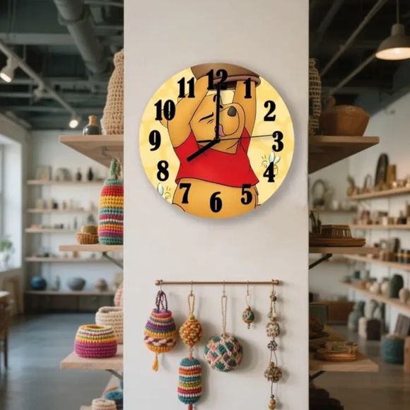 Winnie the Pooh Wall Clock Analog Quartz Round 10” Red Yellow - Picture 6 of 16